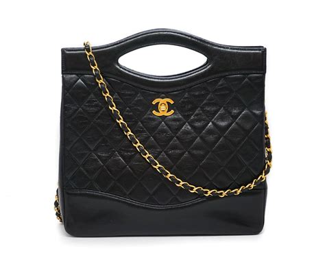 medium leather tote black chanel|chanel 31 large shopping bag.